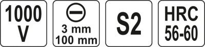 YATO izolovaný šroubovák VDE SL 3X100MM