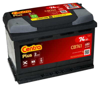 Autobaterie Centra Plus 74AH , 12V 680A ,CB741 , L+ PLUS POL VLEVO