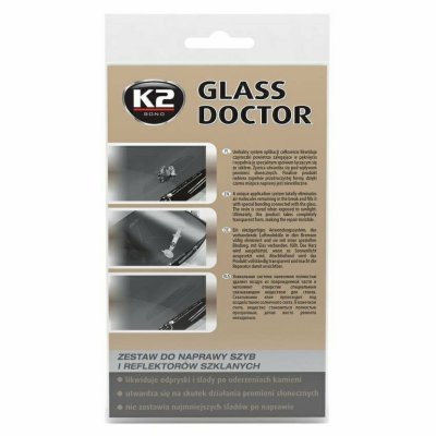Sada na opravu čelního skla a autosvětel, K2 GLASS DOCTOR 0,8 ml