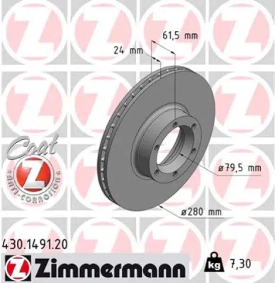 Brzdový kotouč ZIMMERMANN 430.1491.20