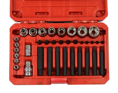 TORX-værktøjssæt 1/2", 3/8", 1/4", 36 dele ROOKS OK-01.0036
