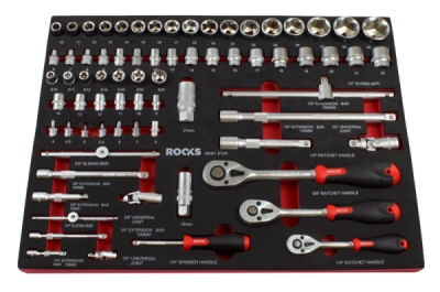 Topnøglesæt 1/2", 3/8", 1/4", 72 dele ROOKS OK-01.3124