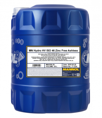 Hydraulolja HV ISO 46 Zinc Free 20 Liter MANNOL MN2206-20