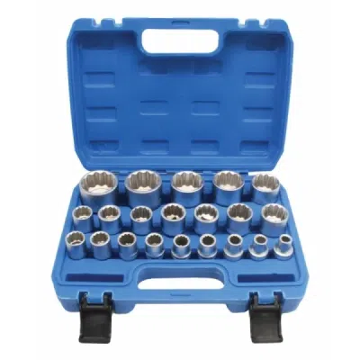 12-kantshylsor 1/2", 8–36 mm, korta, sats 21 delar SATRA S-90195