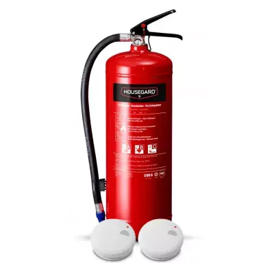 Housegard pulverslukker + 2 røgalarmer