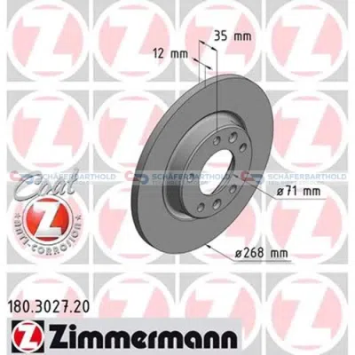Bremseskive ZIMMERMANN 180.3027.20