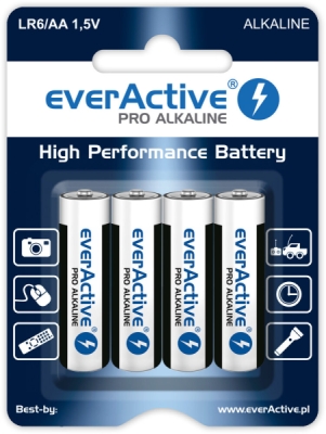 Baterija AA LR6 1.5V 3000mAh 4gab MN1500 PRO everActive ALEV64B