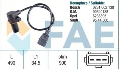 Apgriezienu devējs OPEL ASTRA G / VECTRA B / C BOSCH 0281002138