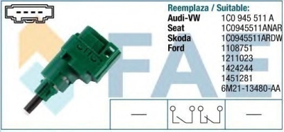 Bremžu signāla slēdzis AUDI A3 / VW GOLF 4 / VW T5 TOPRAN 108892