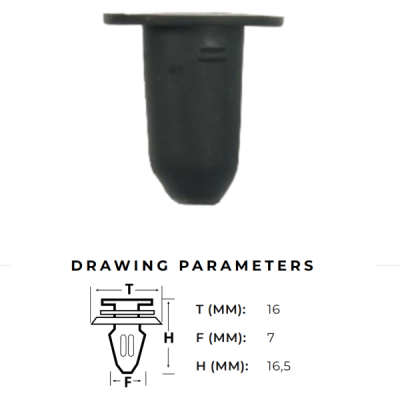 Stiprinājuma pogas ligzda riteņu arku uzlikām VAG / VW / AUDI / SEAT / SKODA 2006- AutoClips AC-107B
