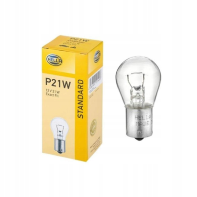 SPULDZĪTE 12V 21W P21W 12V BA15S BALTA 1gab HELLA 8GA002073-121