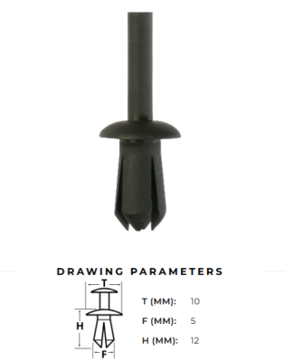 Stiprinājuma poga 5mm Melna 07149807127 / N10259301 AutoClips AC-137A