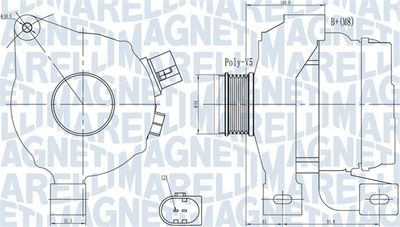 Ģenerators 14V / 180A VOLVO 06- 2.0-3.0 MAGNETI MARELLI 063732001010