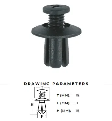 Stiprinājuma poga 8mm / 18mm MELNA AutoClips AC-09A