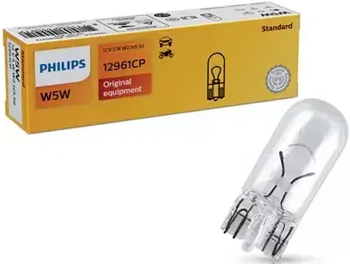 Spuldzīte (bez cokola) PHILIPS W5W 12V 5W W2.1x9.5D, 1 gab. PHILIPS 12961CP