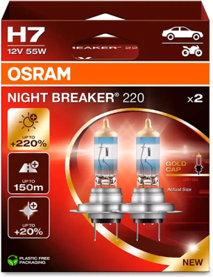 Spuldze NIGHT BREAKER +220% H7 PX26D 12V 3700K 2gab ams-OSRAM 64210NB220-2HB