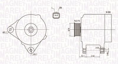 Ģenerators 12V 150A RENAULT / OPEL / NISSAN 00- 2.0/2.2D/2.5D MAGNETI MARELLI 063731824010