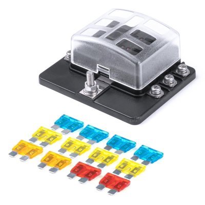 Drošinātāju ligzda bloks 6 drošinātājiem +12 drošinātāji AMIO 03039