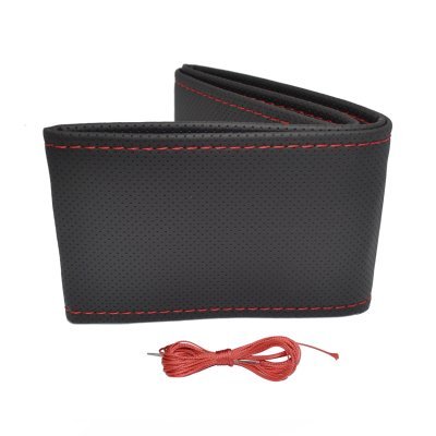 Perforated Stitching steering wheel cover black with red thread 38-39 cm AMIO OTDK202
