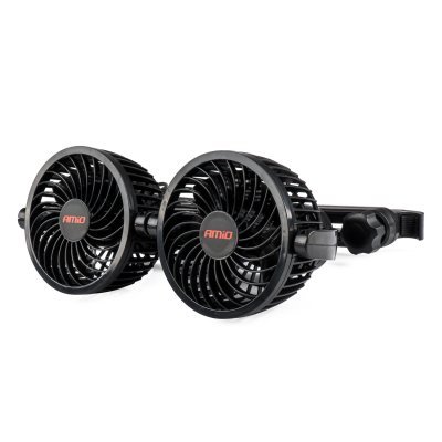 Car fan for headrest with USB charger 2x4" 12V AMIO 03009