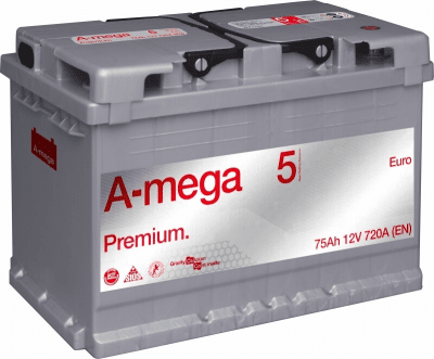 Akumulators PREMIUM 75Ah / 720A 278x 175x 175mm A-MEGA 5MP75RL