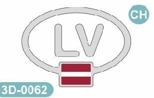 Uzlīme 3D 125x 95mm LV UZRAKSTS / LV KAROGS REM 3D-0062