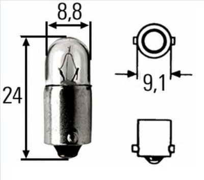 SPULDZĪTE T2W 12V 2W BA9S NARVA 170533000