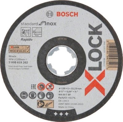 Griezējdisks (Metālam) 125mm 125x 22.23m X-LOCK BOSCH 2608619262