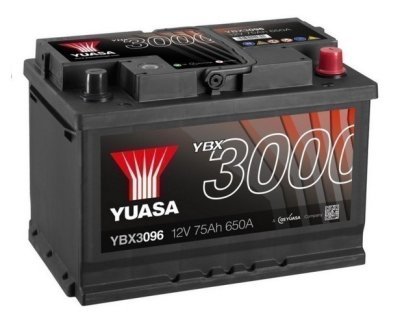 Akumulators PROFESSIONAL 75Ah / 650A 278x 175x 190mm YUASA YBX3096