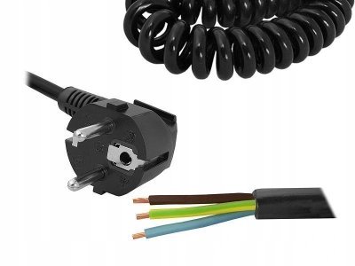 Spirālveida elektrības kabelis vads 3x1mm 5m 220v BLOW 97-601
