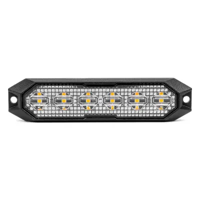 Slim Amber Grill Mount Flash Light 6x3W LED R65 R10 12/24V IP6K9K AMIO-03930 AMIO 03930