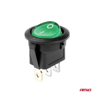 Slēdzis ar apgaismojumu ON-OFF MAX 20A 2pozīcijas ZAĻŠ AMIO 03084