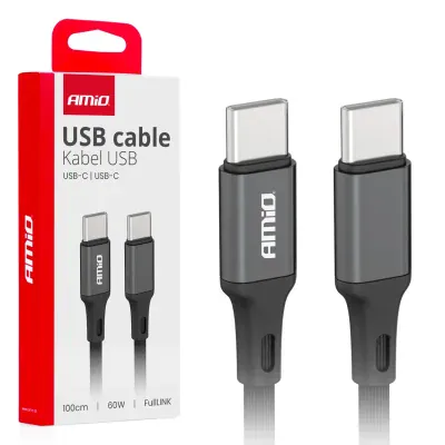 Telefona lādēšanas vads 60W 1m USB typeC - USB typeC AMIO 03902