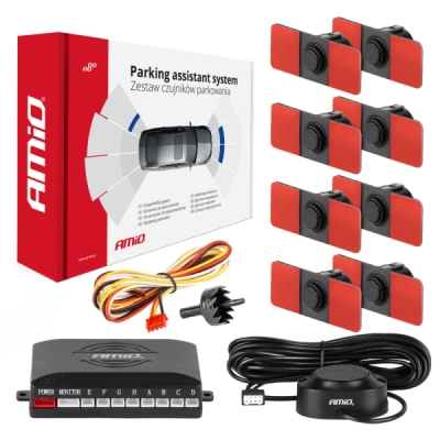 Parking assistant system Buzzer 8 sensor black inside mount 16,5mm AMIO 02254