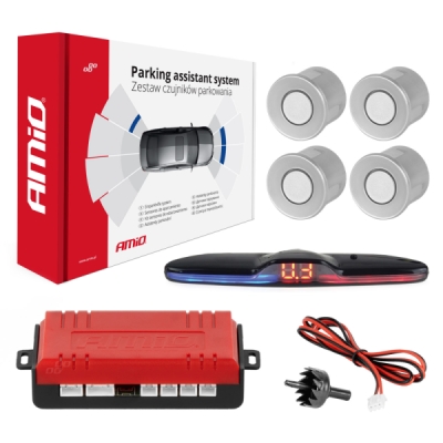 Parking assistant system MAX LED 4 sensor silver AMIO 02288