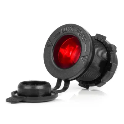 Ūdensizturīga piepīpētāja ligzda iebūvējama Ar sarkanu apgaismojumu 12/24V AMIO 04219