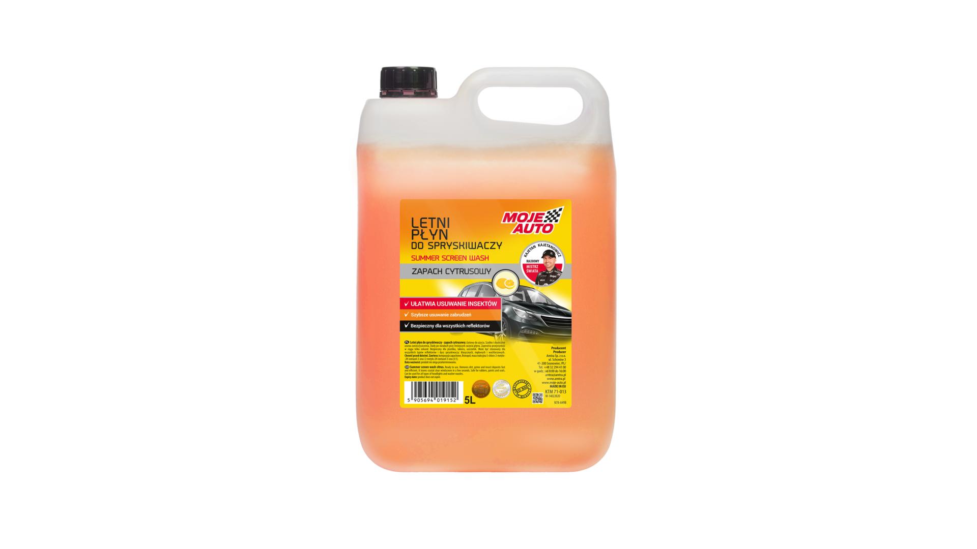 Vējstiklu mazgāšanas šķidrums citrusaugļu, 5L MOJE