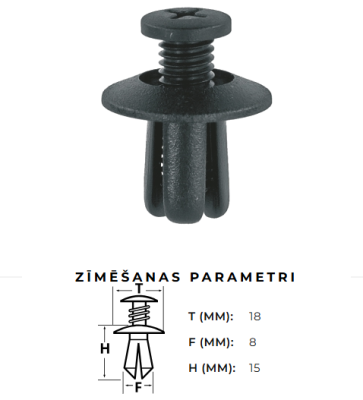 Stiprinājuma poga 8mm / 20mm MELNA C20 SMILGA 3701149