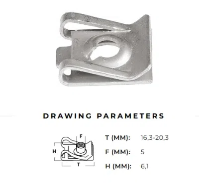 Skrūves ligzda metāla skrūvei 6.3mm 16x20mm 5mm H=6mm AutoClips AC-287