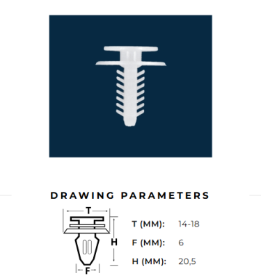 Stiprinājuma poga 6mm ALFA ROMEO / FIAT / LANCIA AutoClips AC-51