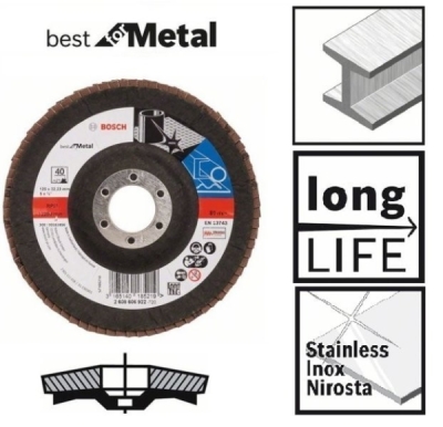 Slīpēšanas ripa (Metālam) 1 gab 125x 22.23mm P40 BOSCH 2608606924-1