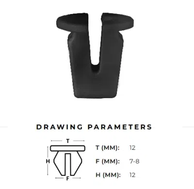 Skrūves ligzda plastmasas MELNA 7x7mm (8x8mm) H=12mm AutoClips AC-158A