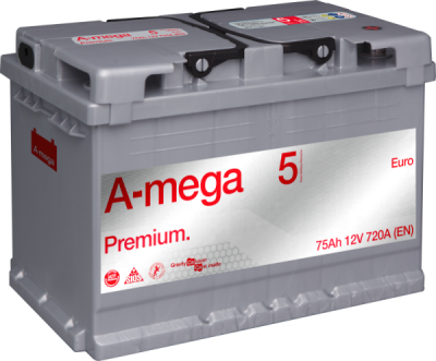 Akumulators PREMIUM 75Ah / 720A 278x 175x 175mm A-MEGA 5MP75RL