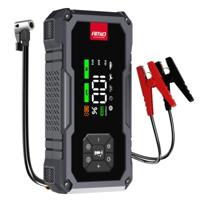 Auto akumulatora starteris, kompresors BOOSTER 12V 7.2Ah 300A max 600A Powerbank 4in1 AMIO 04674