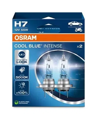 Auto spuldzes COOL BLUE INTENSE H7 55W 12V +100% KOMPL. 2 GAB ams-OSRAM 64210CBN-2HB