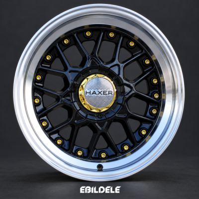 HAXER A8078 R16 16x9 8x100/114 ET10 CB73.1 Black + Polished Lip