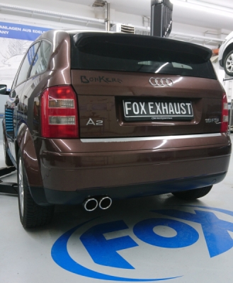 Audi A2 - 1,6l Halbanlage ab Kat - 2x80 Typ 16 (Bestehend aus End- und Vorschalldämpfer mit Endrohr) FOX AU040003-130-HA