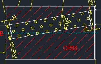 Uni-Schalldämpfer oval ohne Stutzen - Abwicklung 618 236x150mm, d1Ø 63,5mm außen, Dänge: 400mm - versetzer Verlauf FOX Z/Sonder390