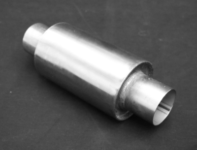 Uni-Schalldämpfer rund ohne Stutzen - Abwicklung 314 Ø 100mm, d1Ø 60mm, Länge: 170mm mit Stutzen FOX Z/Sonder387