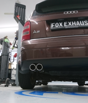 Audi A2 - 1,6l Halbanlage ab Kat - 2x80 Typ 16 (Bestehend aus End- und Vorschalldämpfer mit Endrohr) FOX AU040003-130-HA